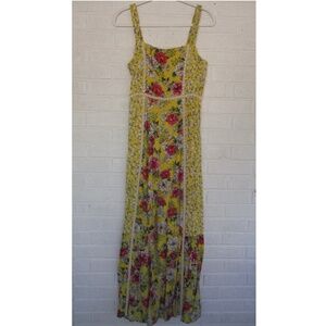 FARM Rio for Anthropologie Cantonal Yellow Floral Print Maxi Strappy Dress